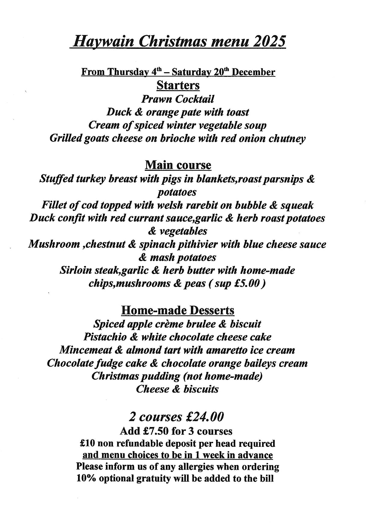 christmas menu 25